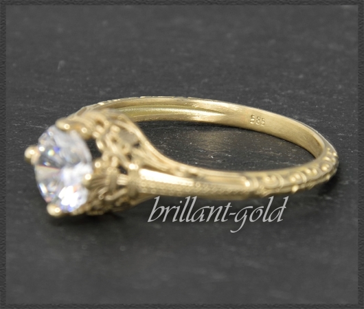 Brillant Ring, 0,94ct, 585 Gold, Antik Jugendstil Design